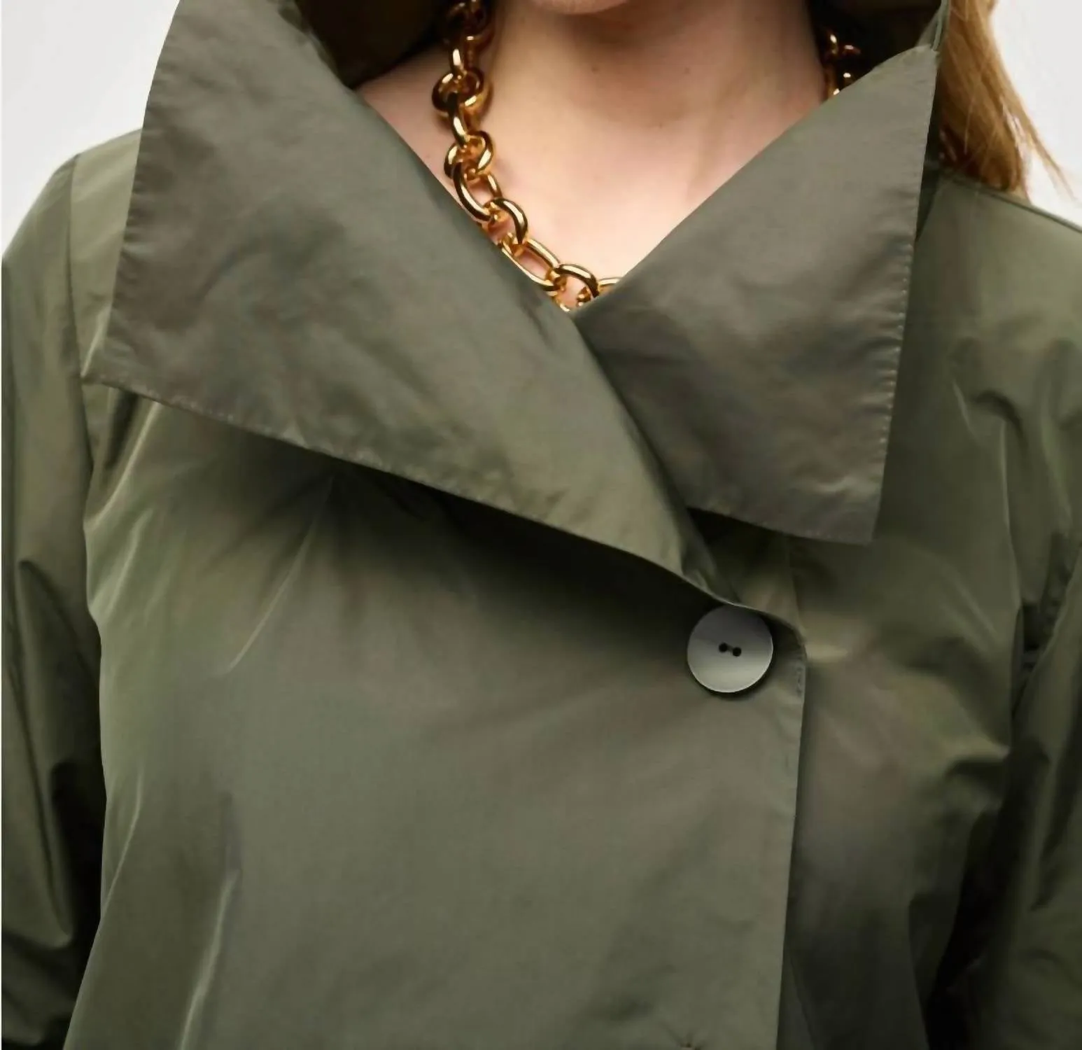 Softshell Long Sleeve Cocoon Coat In Iguana