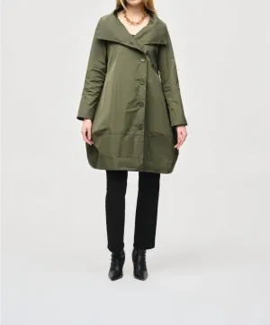 Softshell Long Sleeve Cocoon Coat In Iguana