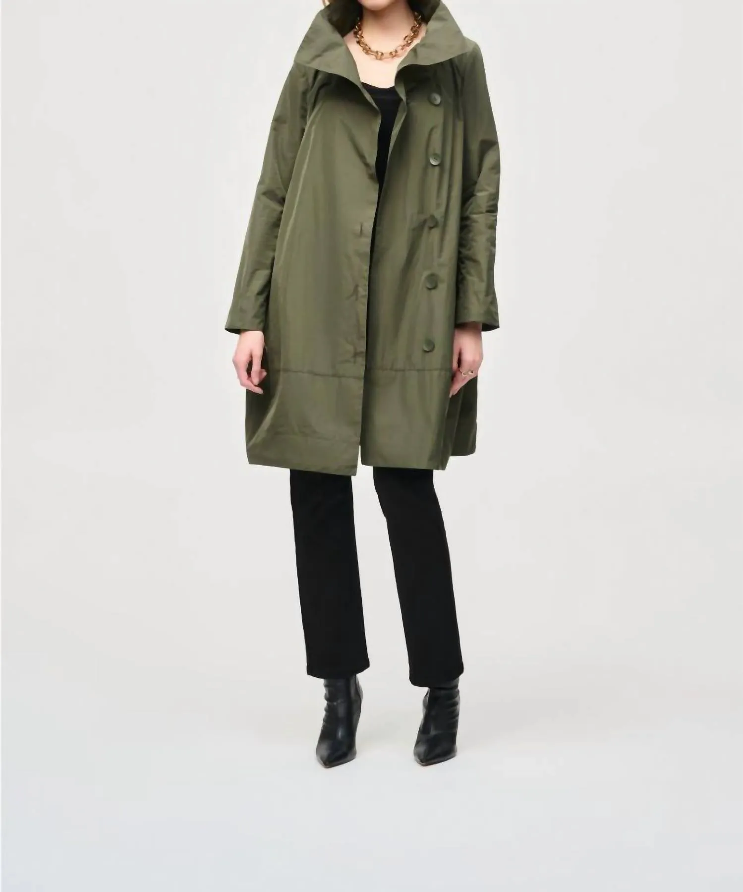 Softshell Long Sleeve Cocoon Coat In Iguana