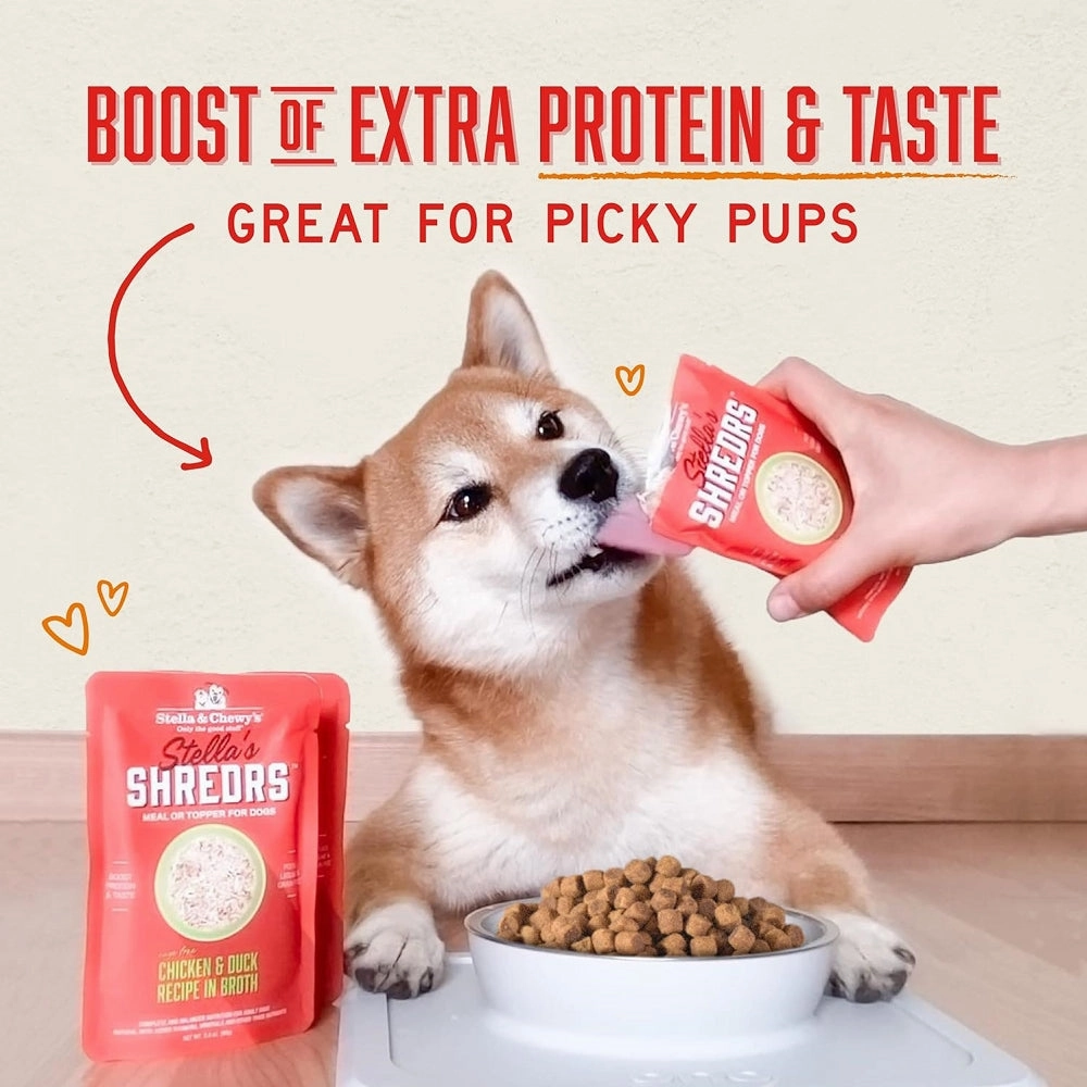 Stella's Shredrs Chicken & Turkey Recipe in Broth Dog Pouch