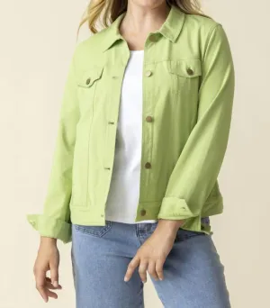 Stonewash Cotton Knit Jacket In Leaf