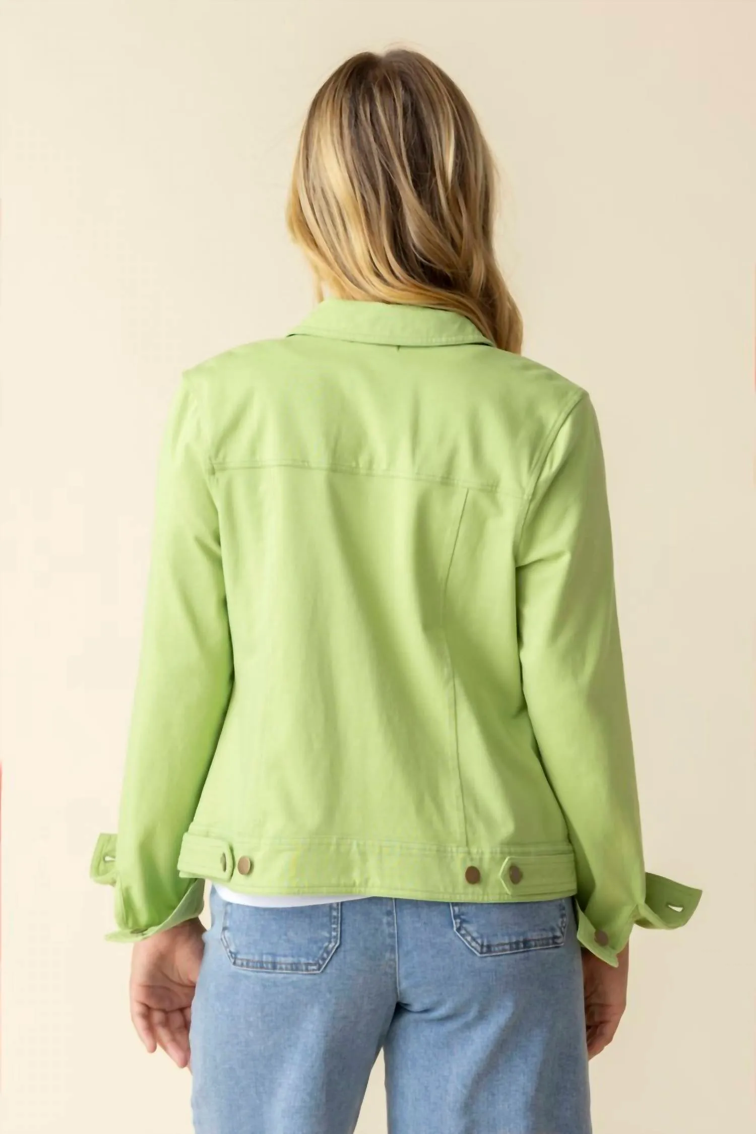 Stonewash Cotton Knit Jacket In Leaf