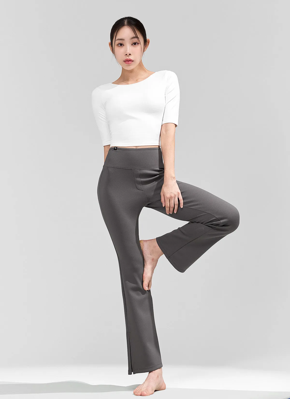 Stretch Formal Bootscut Slit Pants