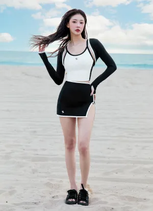 Summer Glow Line Color Block Cover-Up Skirt