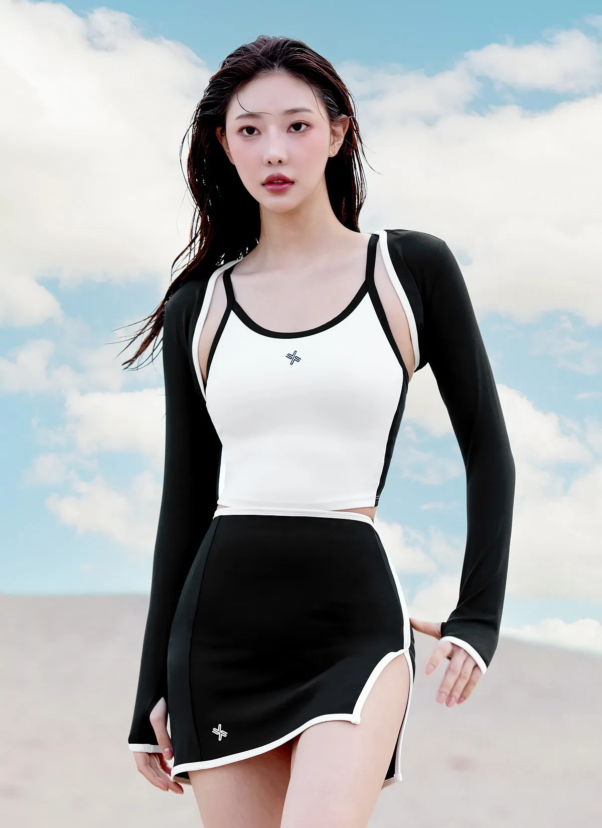 Summer Glow Line Color Block Cover-Up Skirt