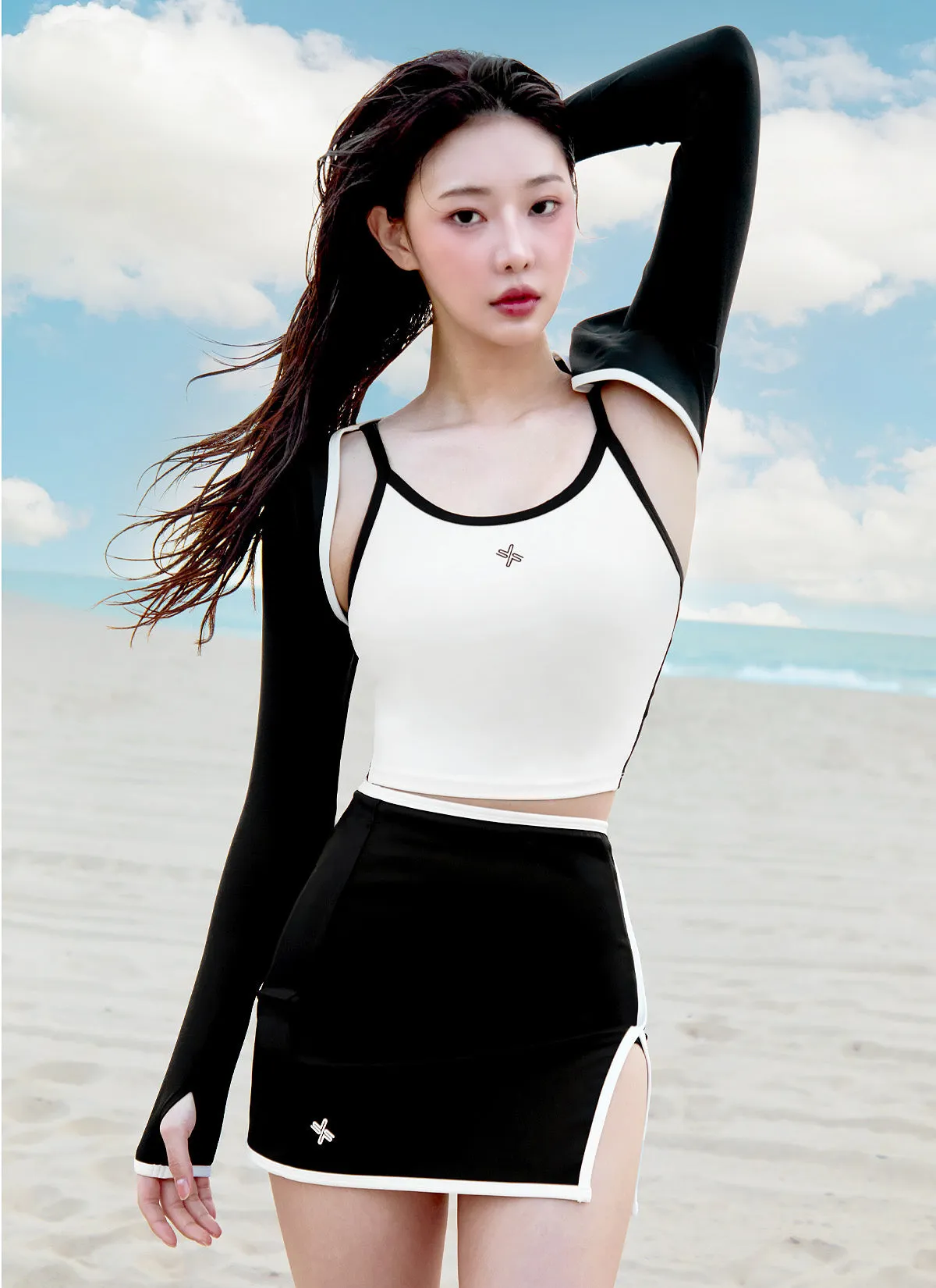 Summer Glow Line Color Block Cover-Up Skirt