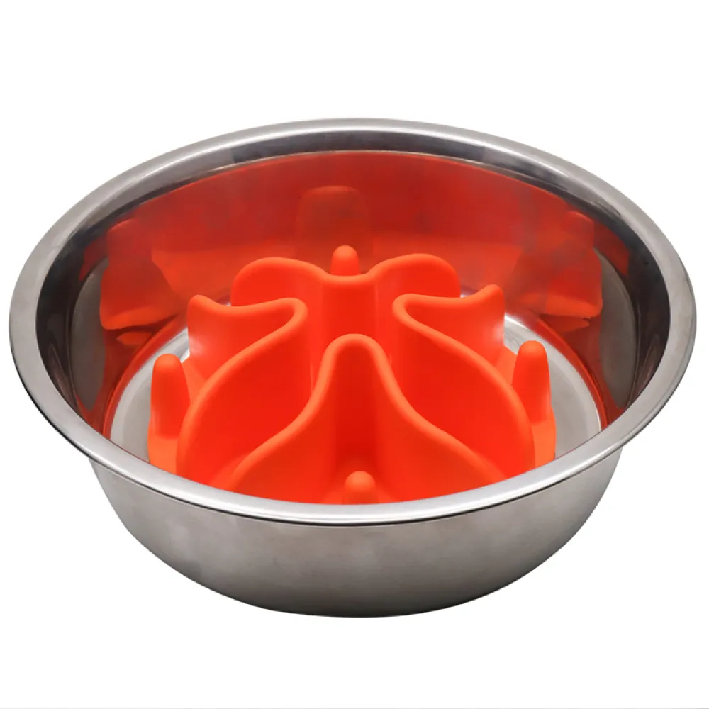 Talking Dog Club Slow Feeder Bowl Attachment for Dogs and Cats (Orange)