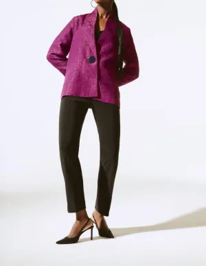 Textured Long Sleeve Relaxed Jacket In Empress