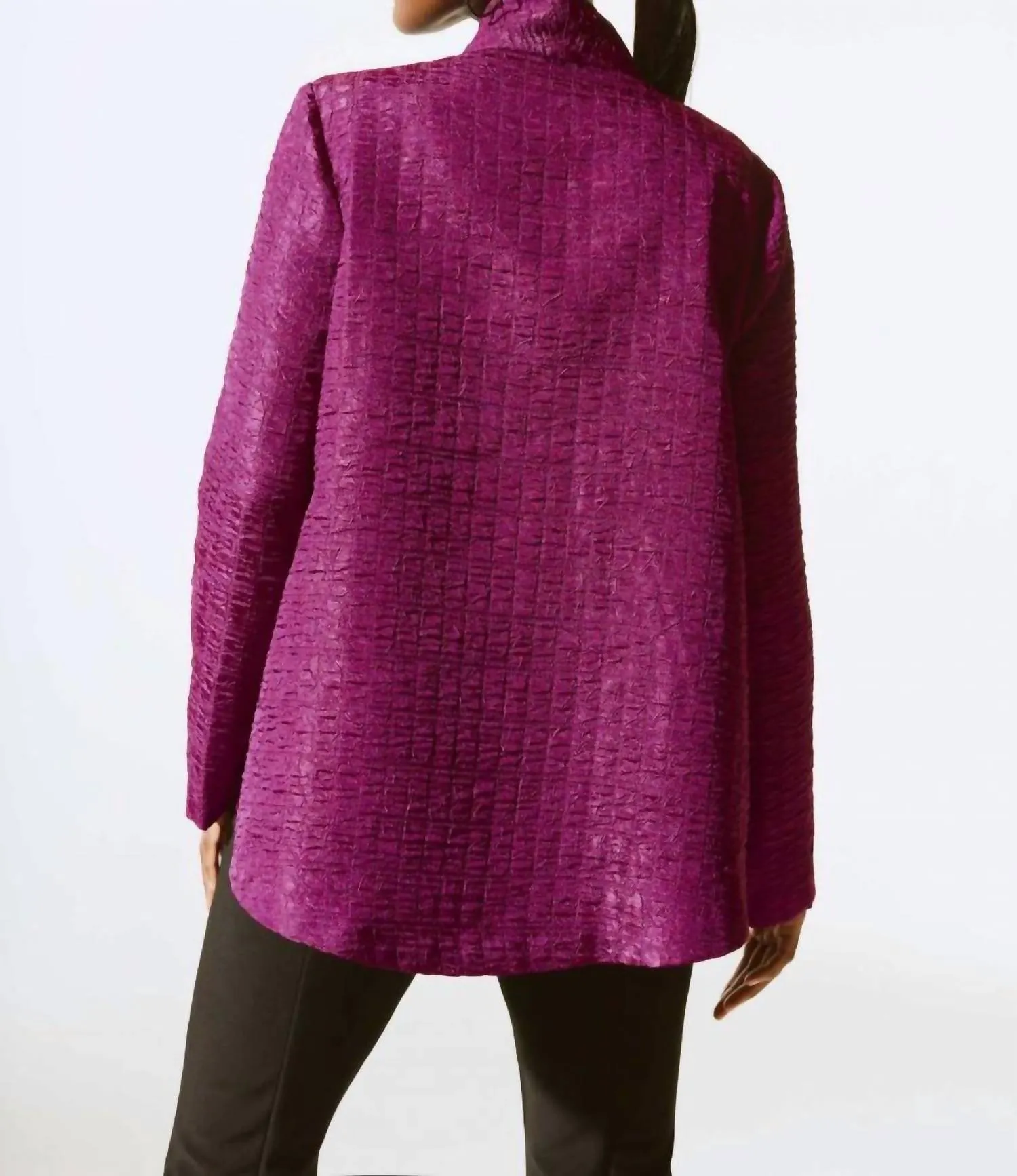 Textured Long Sleeve Relaxed Jacket In Empress