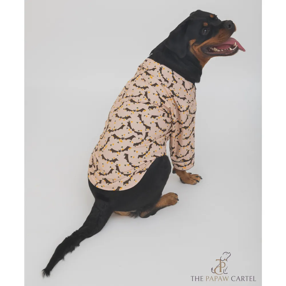 The Papaw Cartel Bat And Bunting Shirt With Bat Wing Collar for Dogs (Peach)