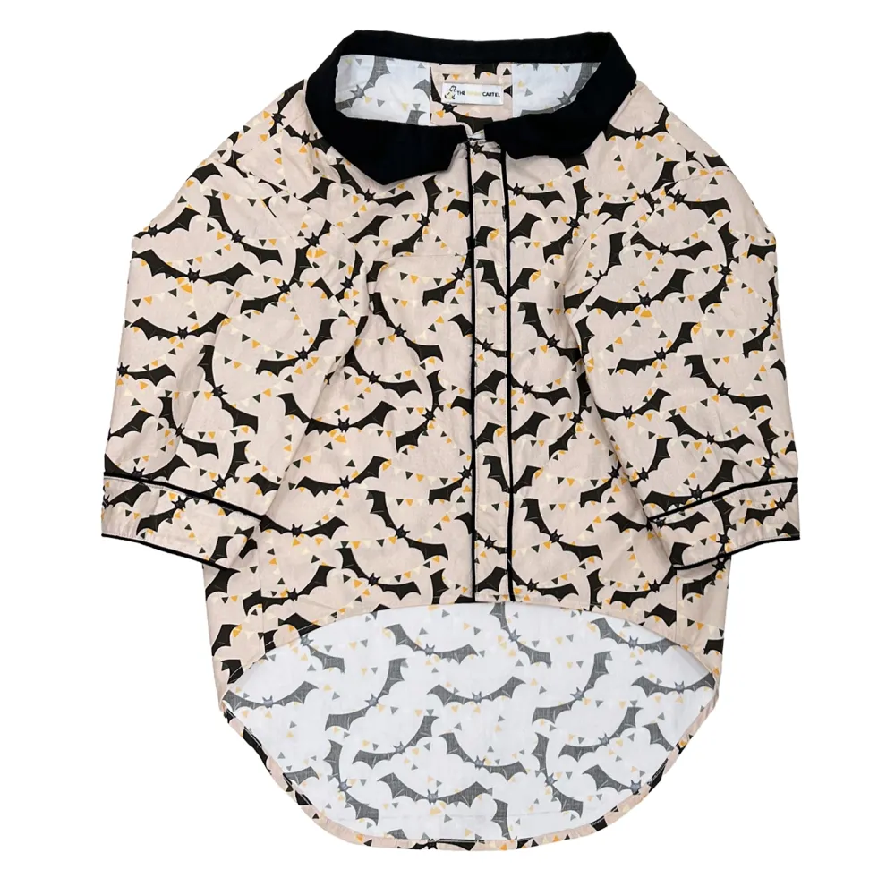 The Papaw Cartel Bat And Bunting Shirt With Bat Wing Collar for Dogs (Peach)