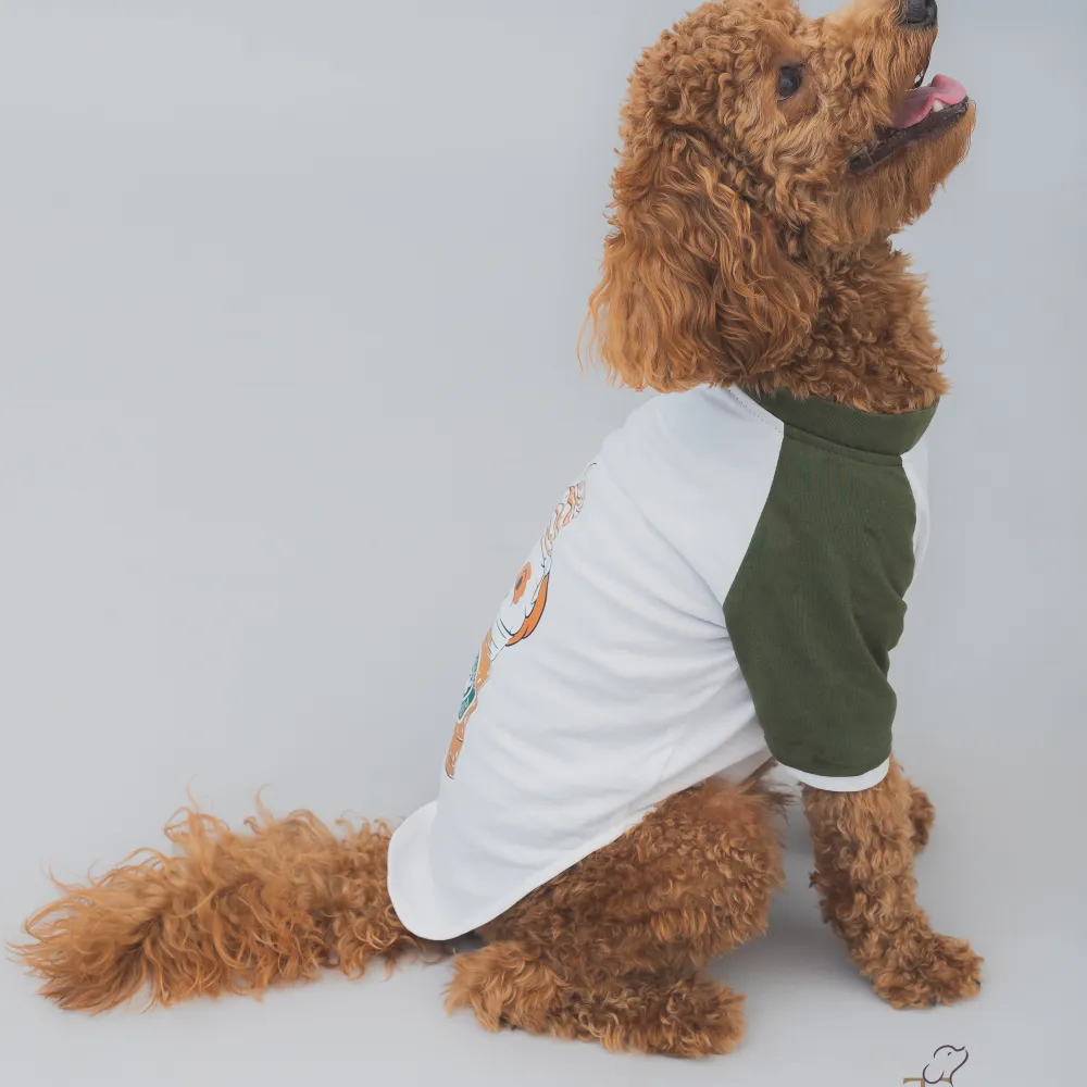 The Papaw Cartel Puppacino Dog Tshirt for Dogs (White/Olive/Green)