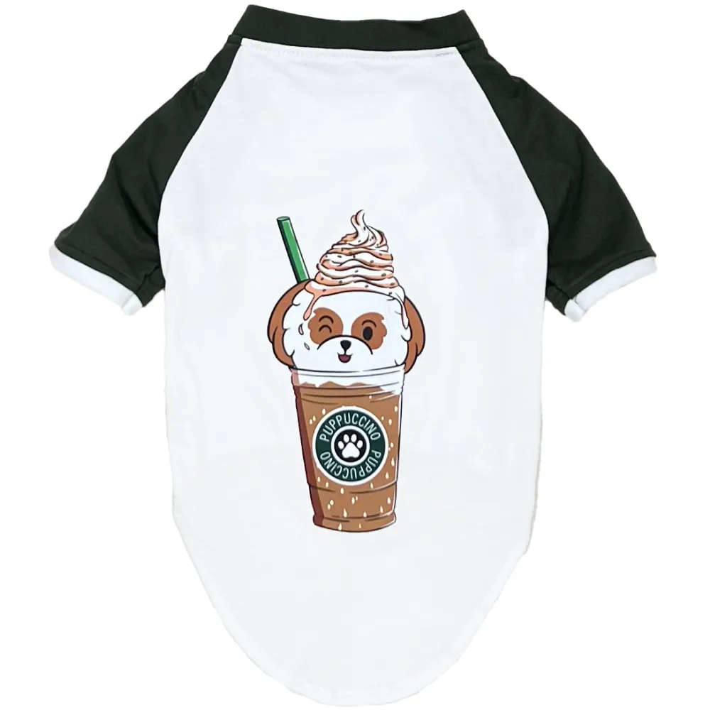 The Papaw Cartel Puppacino Dog Tshirt for Dogs (White/Olive/Green)