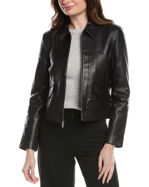 Theory Short Zip Leather Jacket