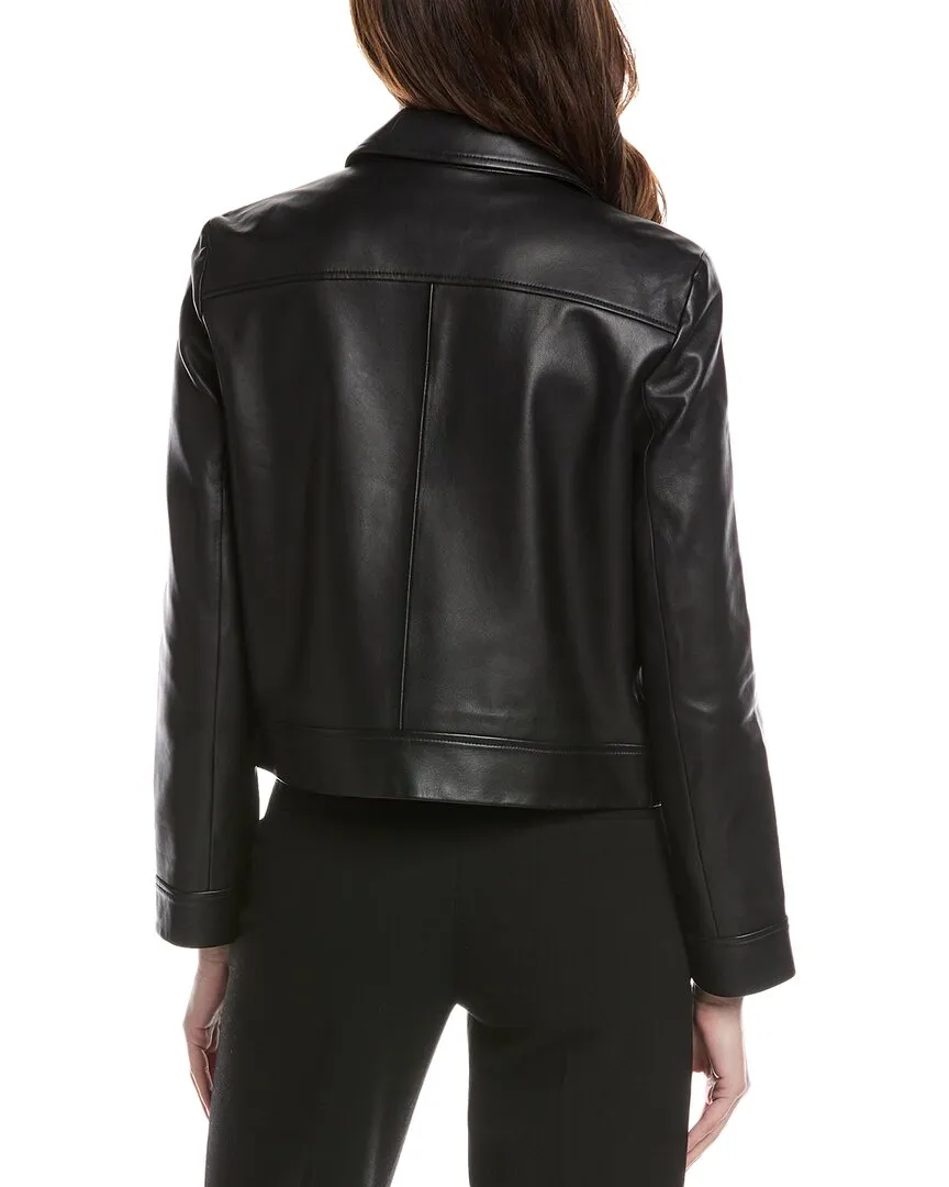 Theory Short Zip Leather Jacket