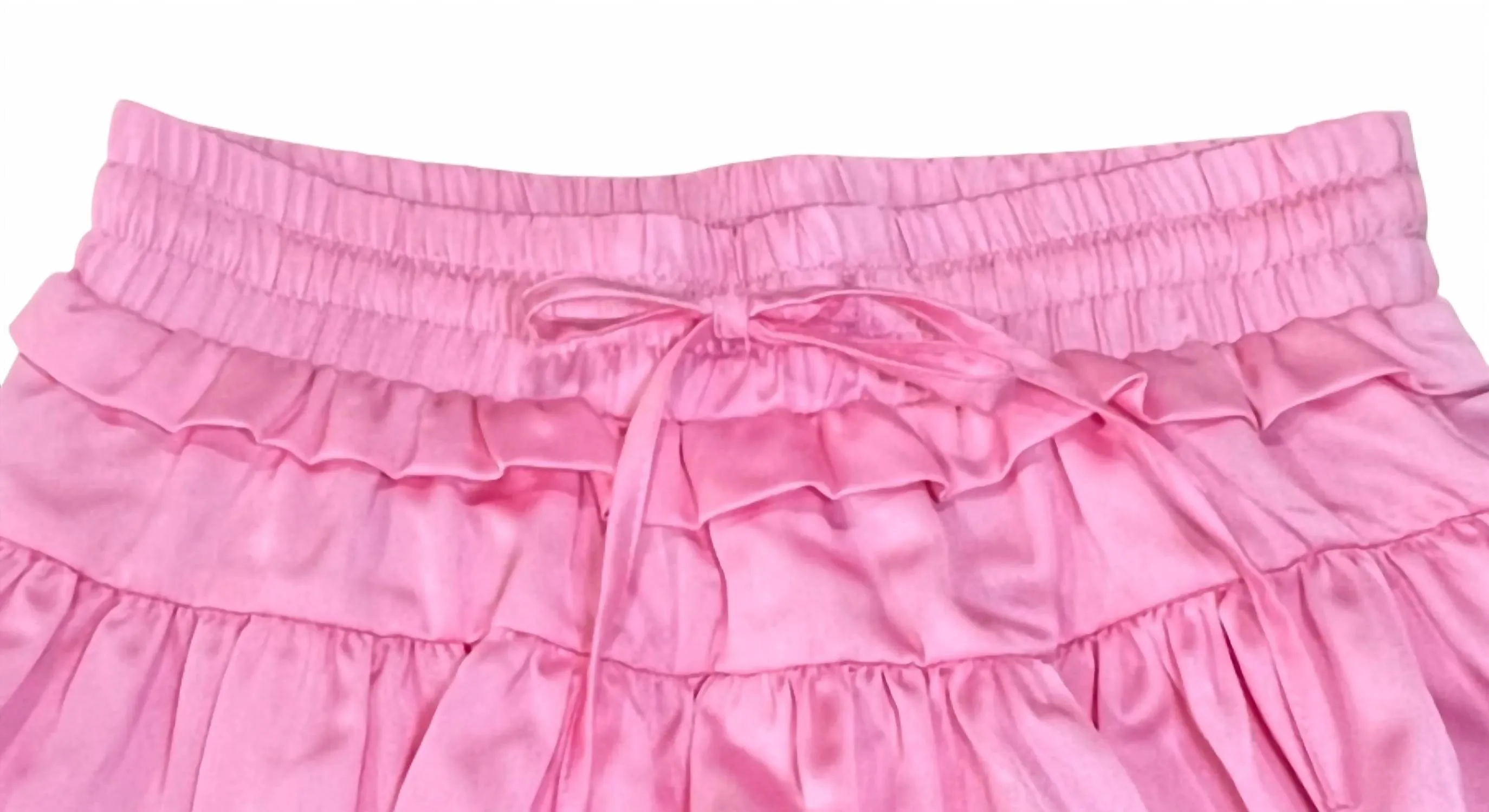 Tiered Satin Skort With Ties In Light Icy Pink