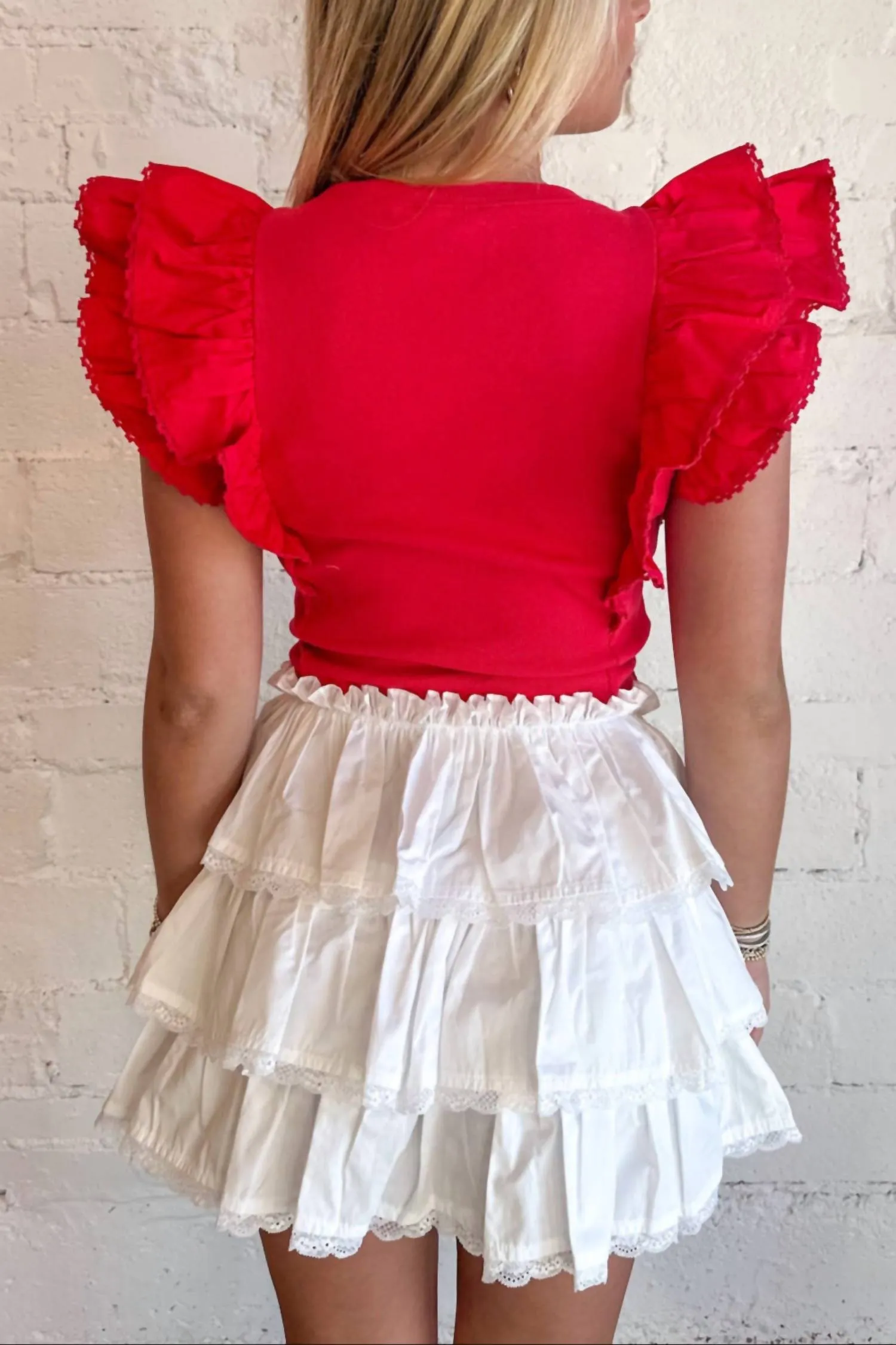 Top Tier Ruffle Skorts In White