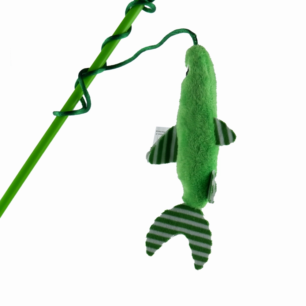 Trixie Cat Teaser With Plush Fish & Catnip Toy for Cats (Green)