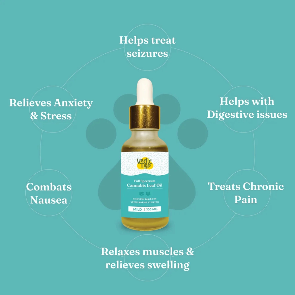 Vedic Tails Mild Cannabis Leaf Oil for Dogs and Cats