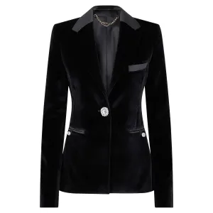 Velvet blazer with satin and crystal details