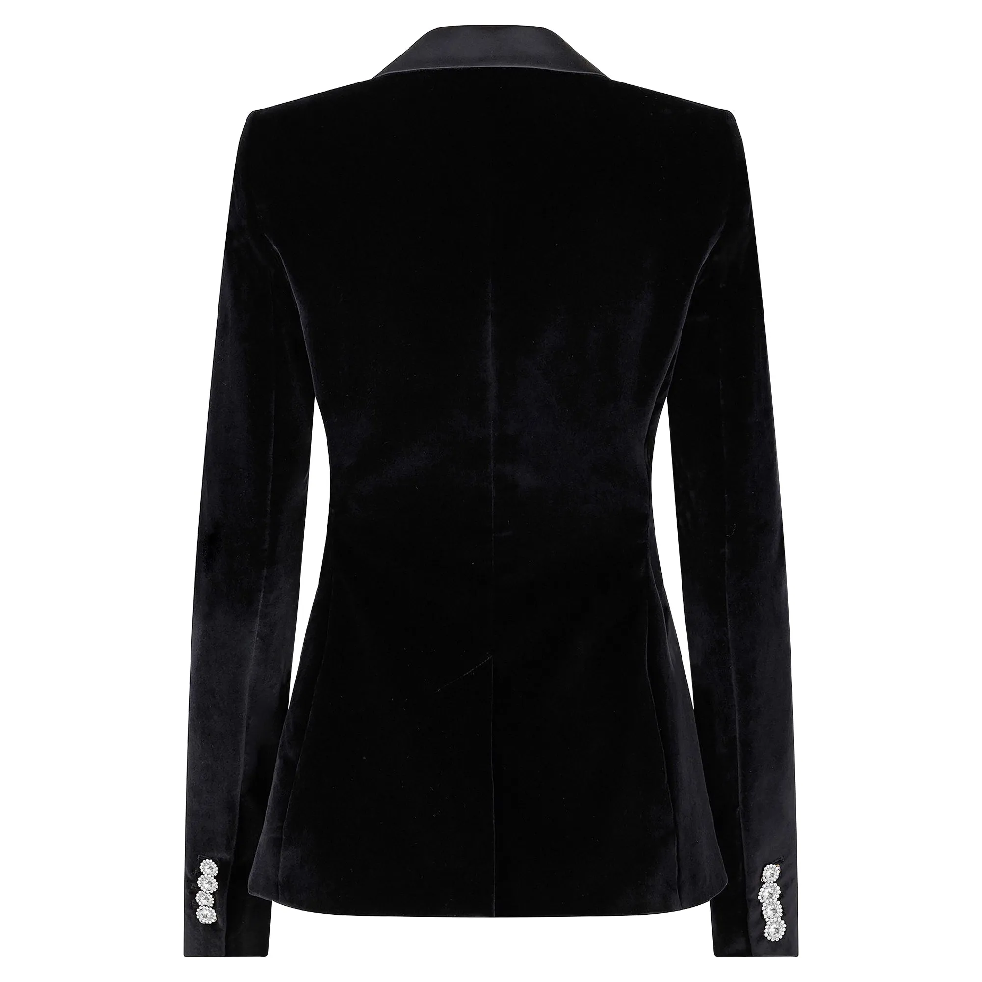 Velvet blazer with satin and crystal details