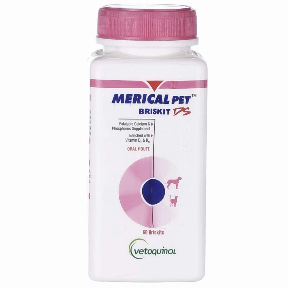 Vetoquinol Merical Pet Briskit DS and Vetoquinol Nutrisam 365 Calcium Supplements for Dogs and Cats Combo