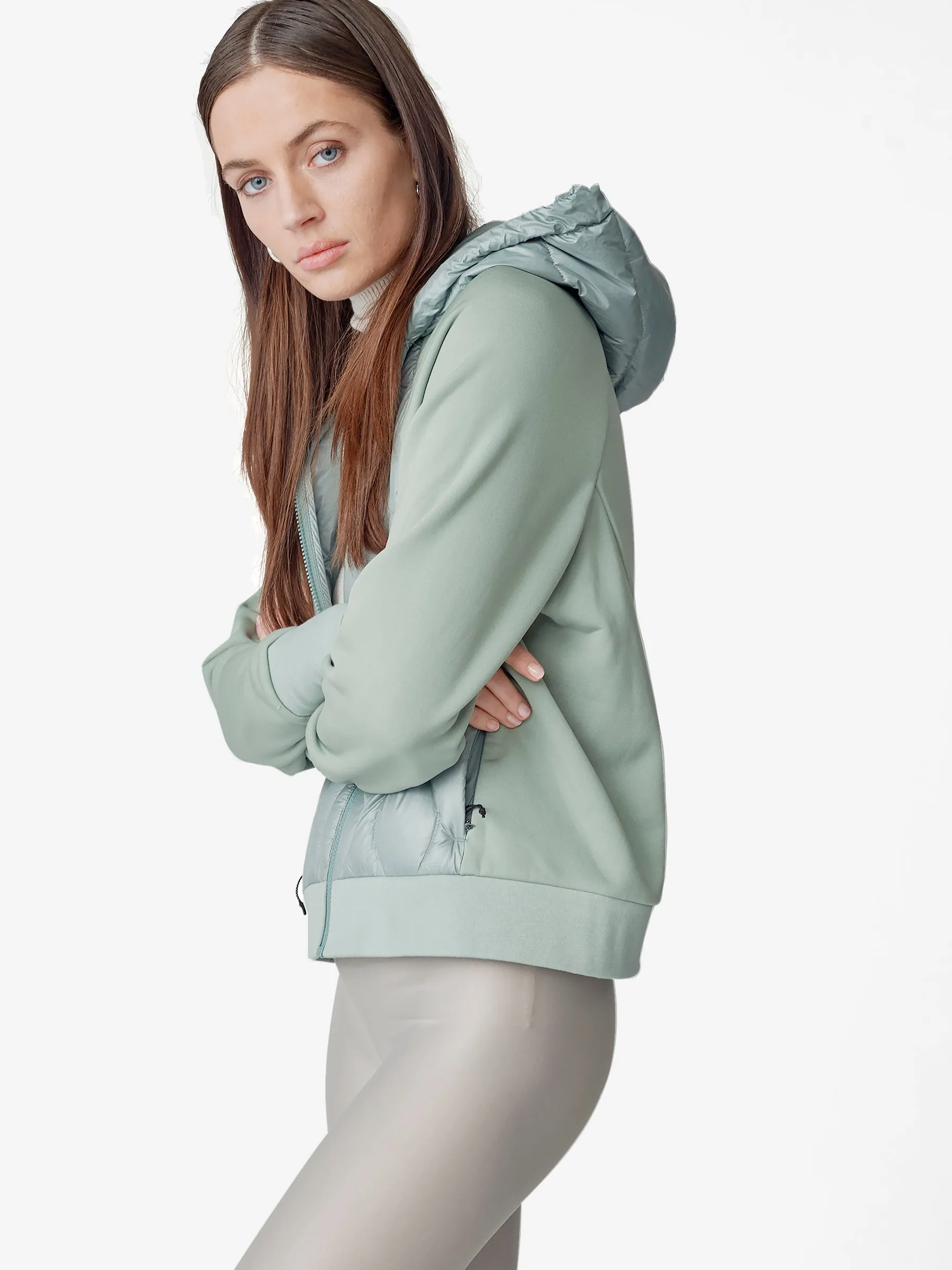 W DOWN ZIP HOODIE - Slate Gray