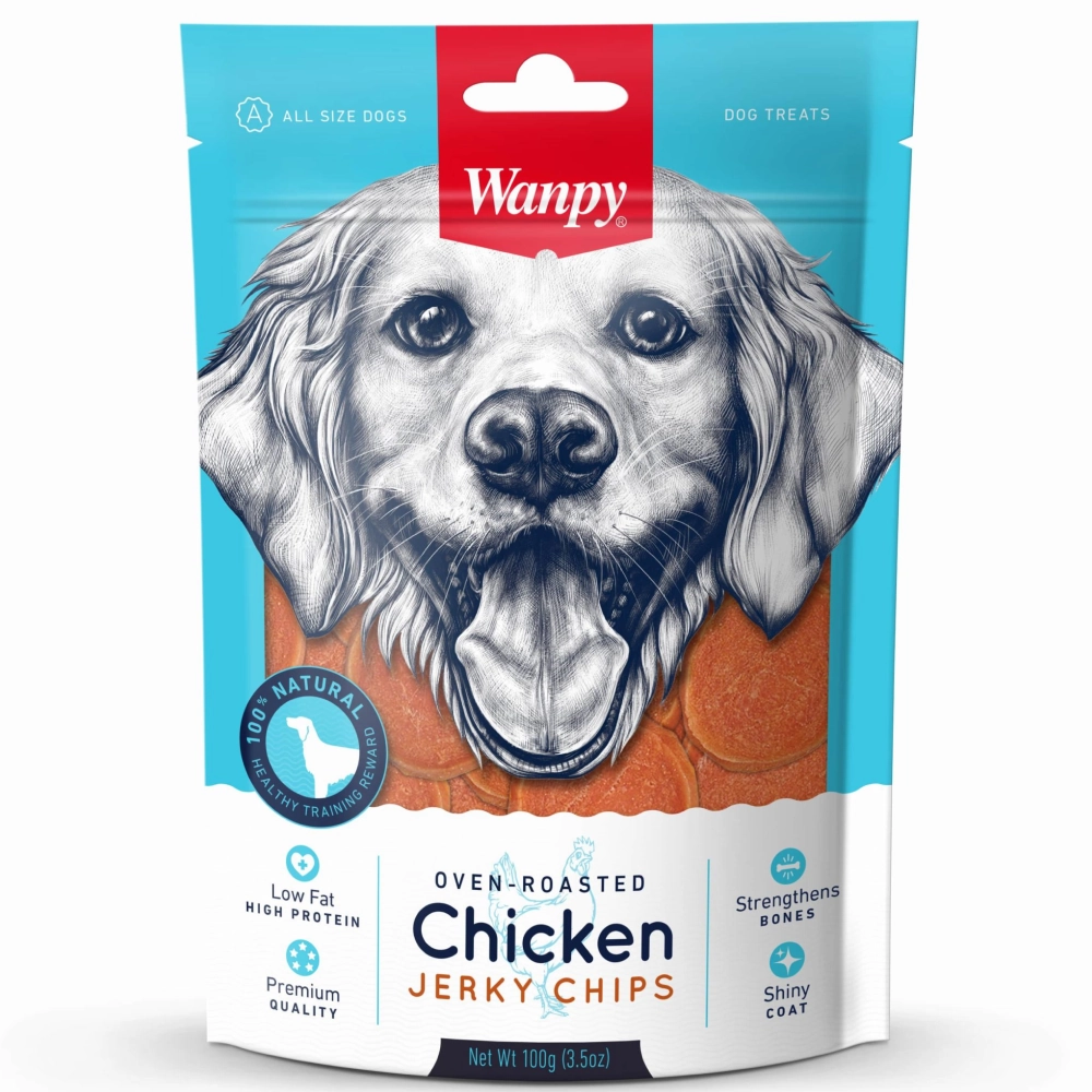 Wanpy Oven Roasted Chicken Jerky Chips Dog Treats