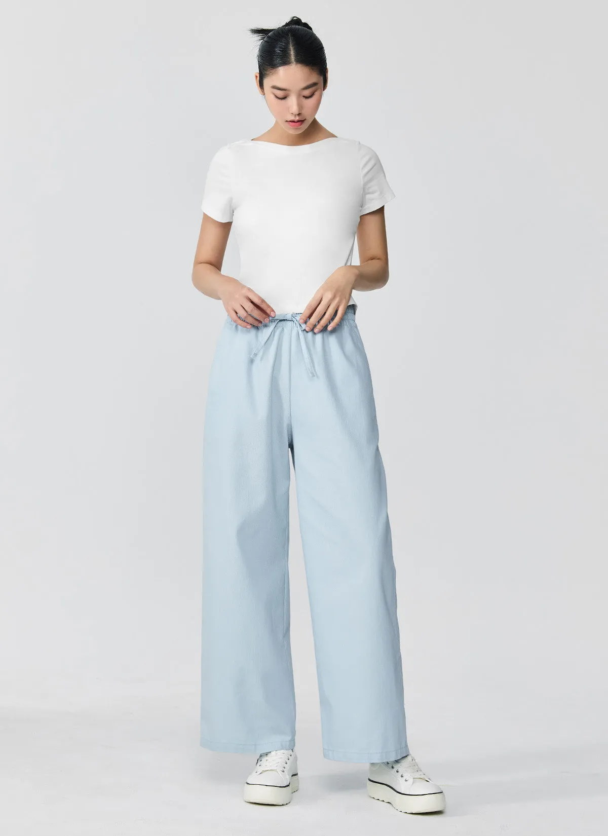 Wear Denim All Banding Wide Pants