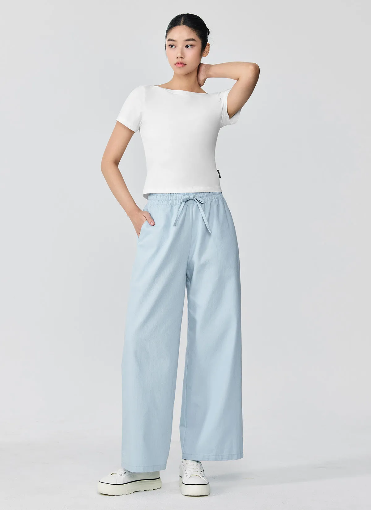 Wear Denim All Banding Wide Pants