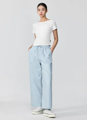 Wear Denim All Banding Wide Pants
