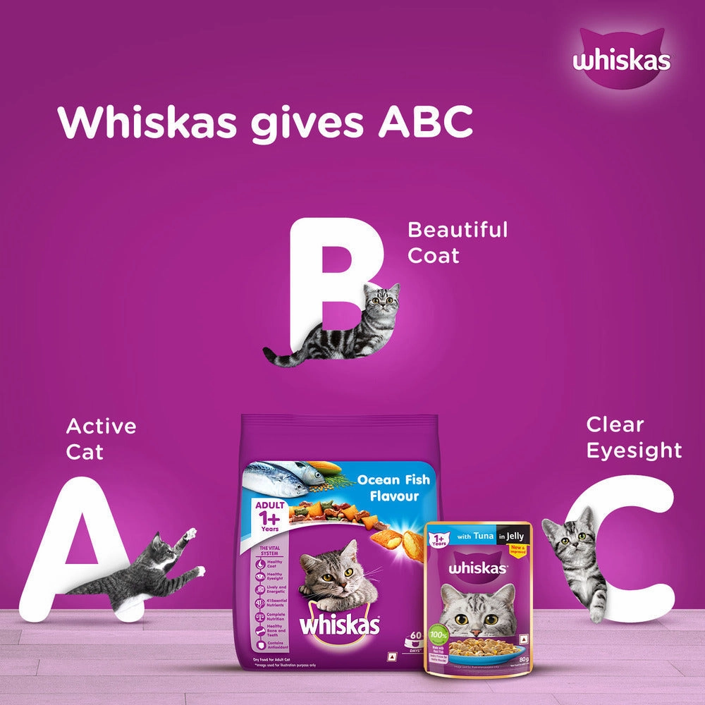 Whiskas Ocean Fish and Tuna in Jelly Meal Adult Cat Wet and Dry Food Combo