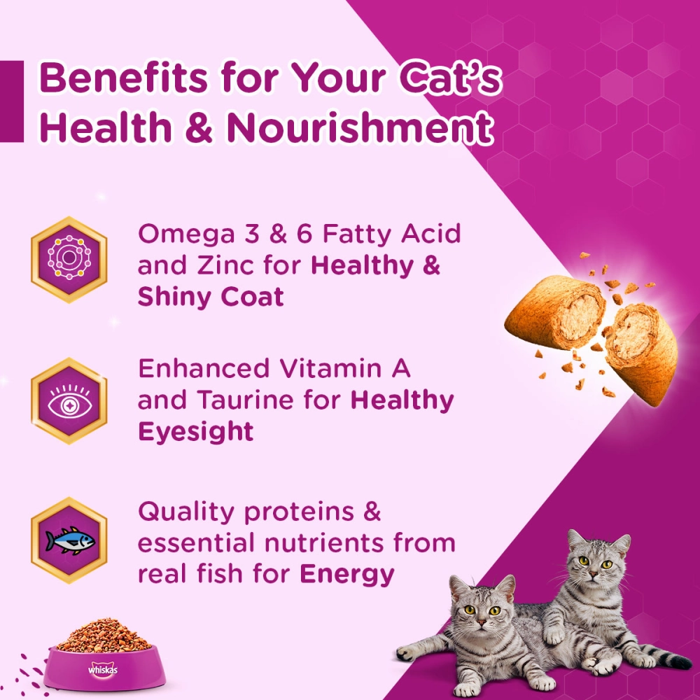 Whiskas Ocean Fish Flavour Adult Cat Dry and Wet Food Combo
