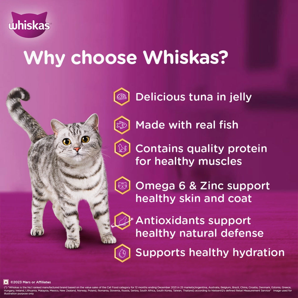 Whiskas Tuna in Jelly Meal and Chicken With Salmon Wakame Seaweed in Gravy Tasty Mix Adult Cat Wet Food Combo