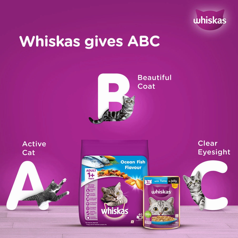 Whiskas Tuna in Jelly Meal and Chicken With Salmon Wakame Seaweed in Gravy Tasty Mix Adult Cat Wet Food Combo