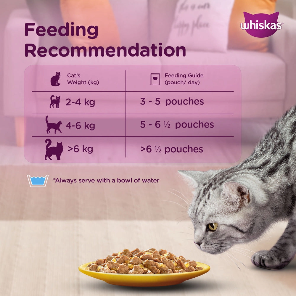 Whiskas Tuna in Jelly Meal and Chicken With Salmon Wakame Seaweed in Gravy Tasty Mix Adult Cat Wet Food Combo