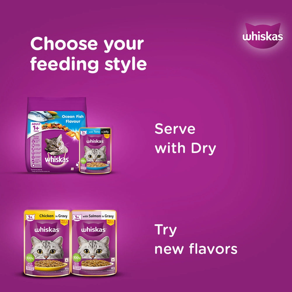 Whiskas Tuna in Jelly Meal and Ocean Fish Adult Cat Wet Food Combo