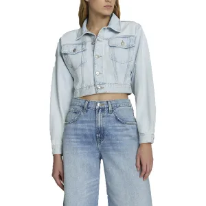 Womens Crop Denim Trucker Jacket