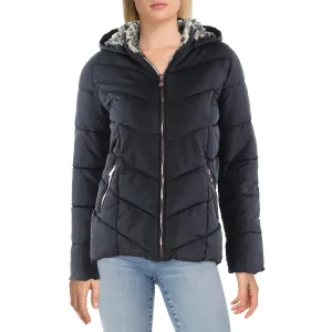 Womens Faux Fur Lined Polyester Quilted Coat