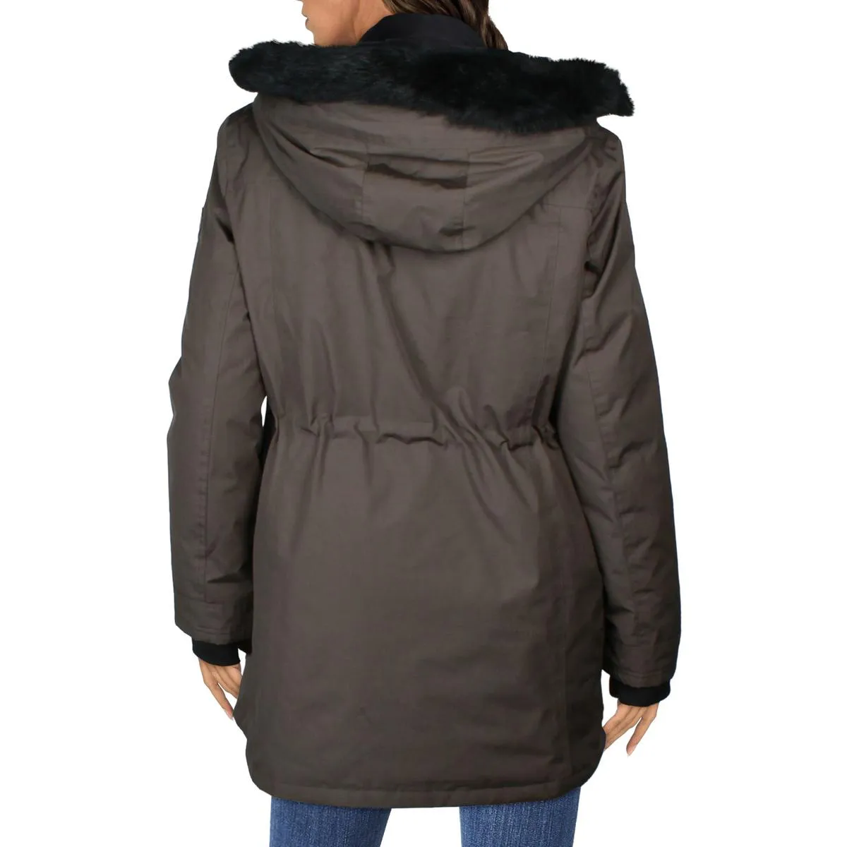 Womens Hooded Polyester Parka Coat