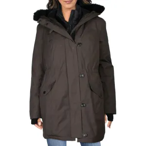 Womens Hooded Polyester Parka Coat