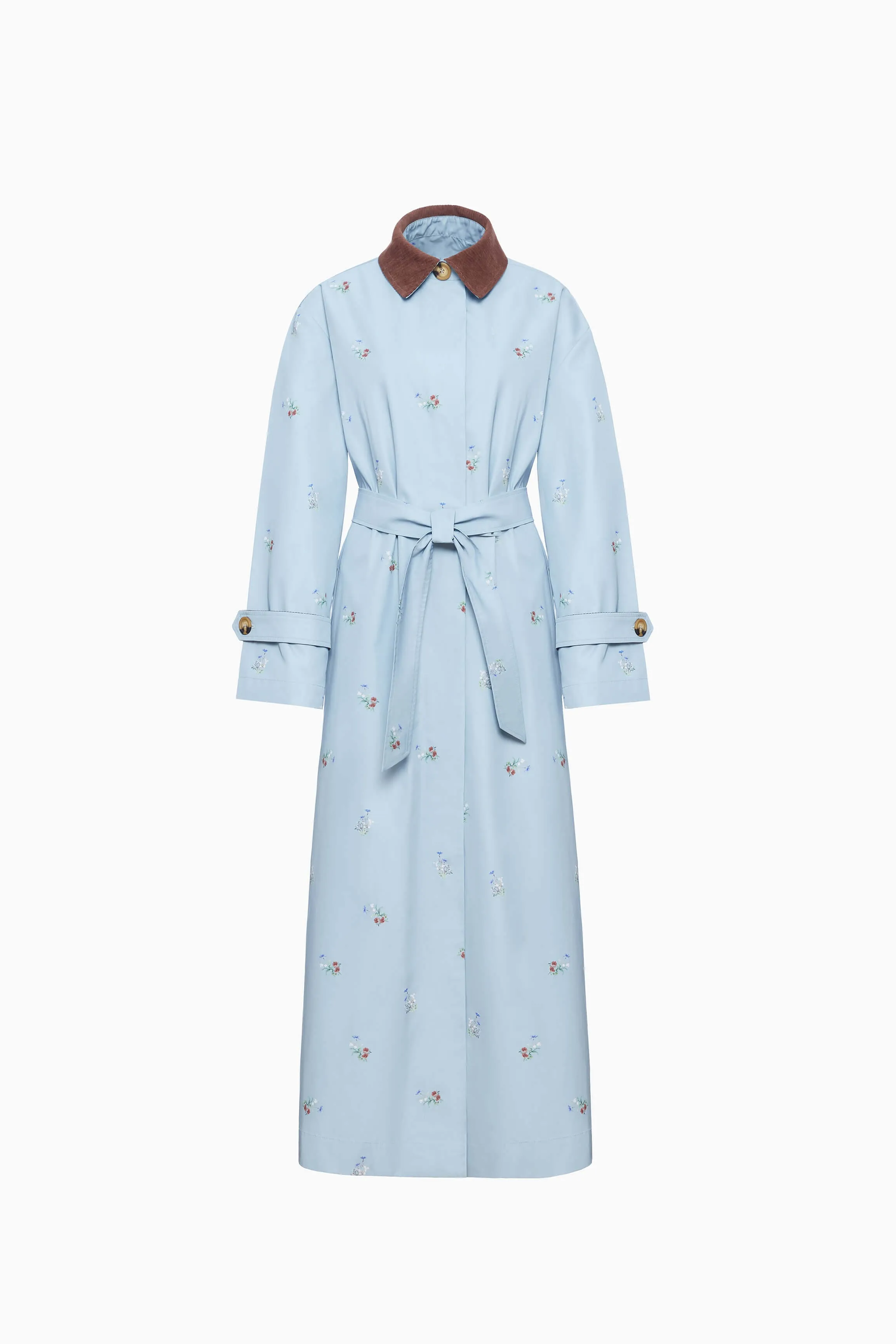 Yason Flower Trench Coat in Blue