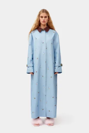 Yason Flower Trench Coat in Blue