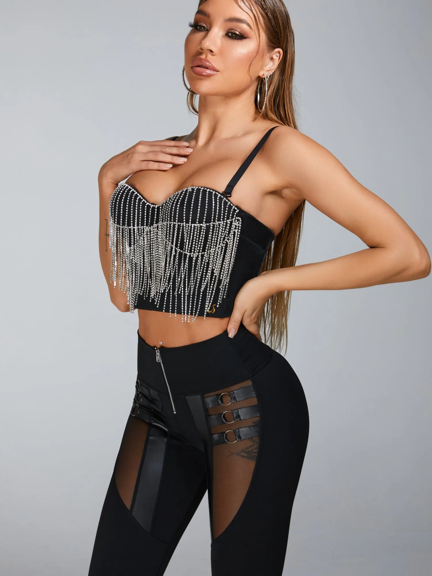 ZASUWA Female Beading Tassel Corset Sports Bras