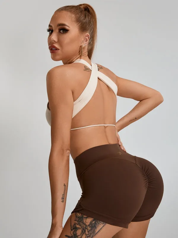 ZASUWA Female Big U Collar Cross Back Sports Bras