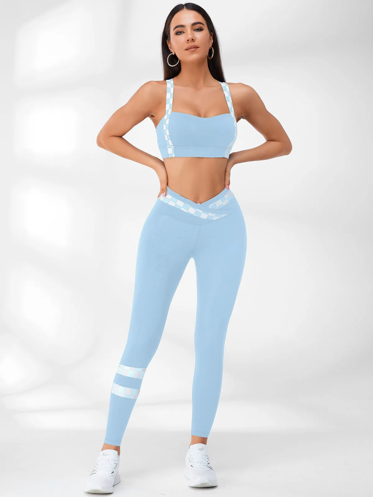 ZASUWA Female Chessboard V Shaped-waist Leggings