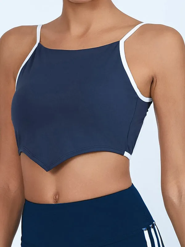 ZASUWA Female Contrast Color Elastic Tight Quick Dry Hollow Out Backless Sports Bras
