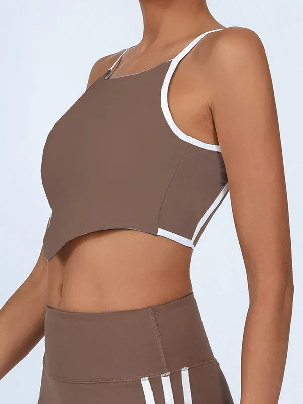 ZASUWA Female Contrast Color Elastic Tight Quick Dry Hollow Out Backless Sports Bras