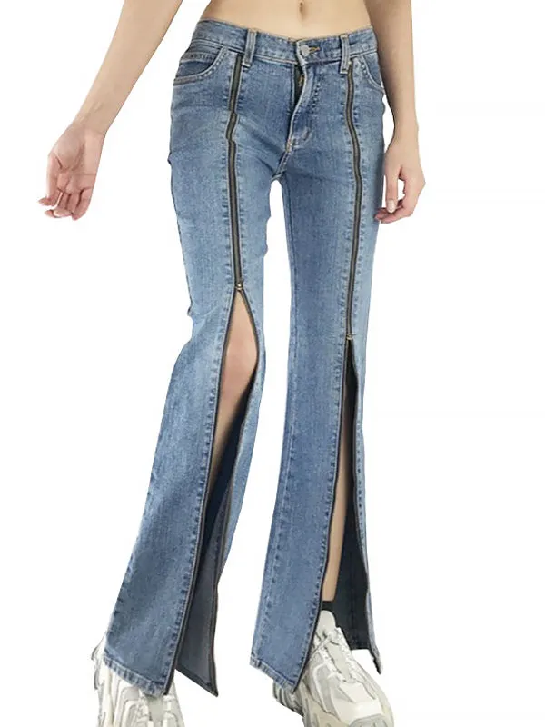 ZASUWA Female Cowboy Zipper Casual Loose Pants