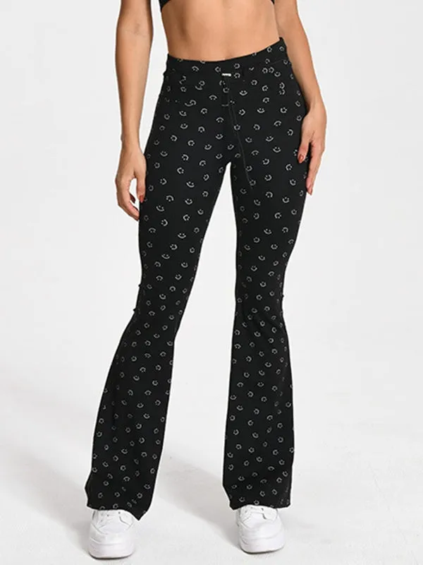 ZASUWA Female Cute Print Flare Elastic Tight Leggings